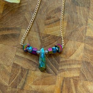 Oil slick Handmade Crystal Necklace